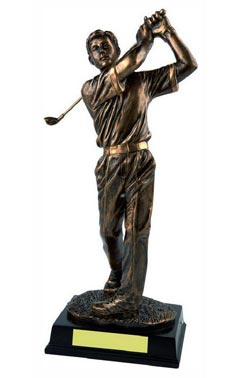 Antique Gold Resin Male Golfer Ant Gold 35cm