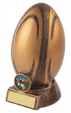 Resin Rugby Ball Award Ant Gold 15cm