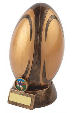 Resin Rugby Ball Award Ant Gold 20cm