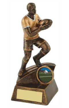 Resin Male Rugby Player Trophy Ant Gold 16cm