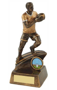 Resin Male Rugby Player Trophy Ant Gold 19cm