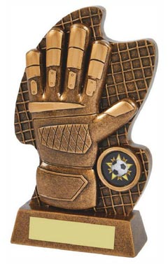 Resin Goalkeeper Glove Trophy Ant Gold 17cm