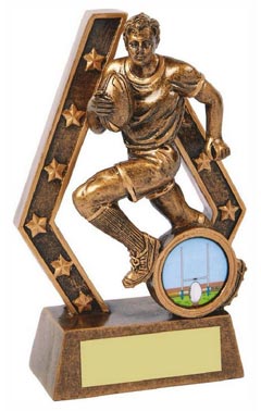 Resin Rugby Player Trophy Ant Gold 13cm