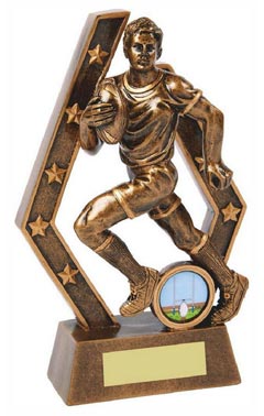 Resin Rugby Player Trophy Ant Gold 18.5cm