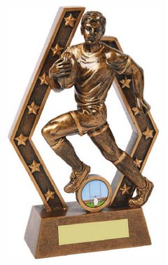 Resin Rugby Player Trophy Ant Gold 21.5cm