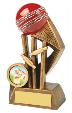 Resin Cricket Award with Red Ball - HEAVY Ant Gold 13cm