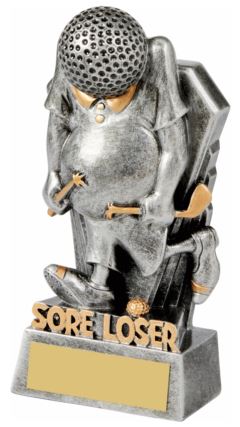 Antique Silver Golf Ball Head - SORE LOSER Ant Silver 13cm