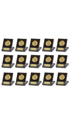 Gold Football Medals in Case - 15 Awards Gold 5cm