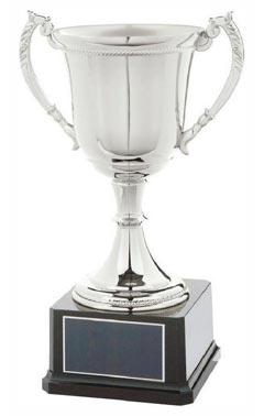 Nickel Plated Cup on Black Weighted Base Silver 32.5cm