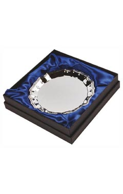 Nickel Plated Salver (In Presentation Case) Silver 15cm