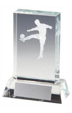 Crystal Football Award with 3D Image inside Clear 9.5cm