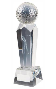 Crystal Column with 3D Golf Image (In Presentation Case) Clear 21cm