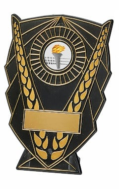 Black Plastic V Shield Award Gold/Black 14cm