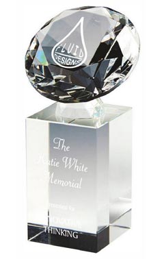 Crystal Diamond Column Award (In Presentation Case) Clear 14.5cm