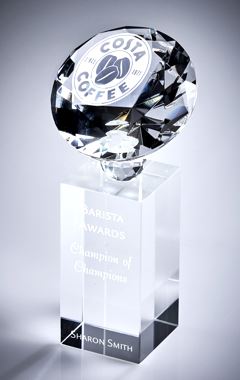 Crystal Diamond Column Award (In Presentation Case) Clear 16.5cm