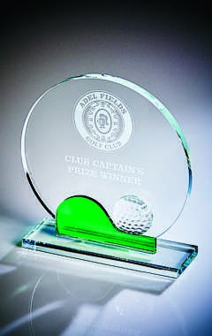 Crystal Golf Award (In Presentation Case) Green 17.5cm