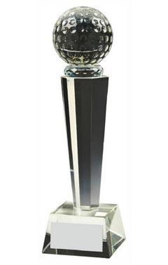 Crystal Column Golf Ball Award (In Presentation Case) Clear 24cm