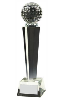 Crystal Column Golf Ball Award (In Presentation Case) Clear 26cm