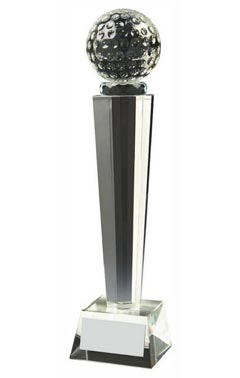 Crystal Column Golf Ball Award (In Presentation Case) Clear 28cm