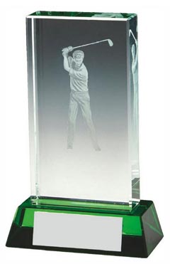 Male Golf Jade Glass Block with Green Base (In Presentation Case) Green 11.5cm