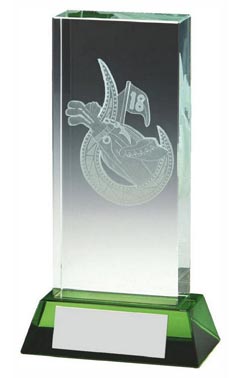 Golf Bag Jade Glass Block with Green Base (In Presentation Case) Green 13cm