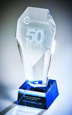 Crystal Award with Blue Tint Clear 23.5cm