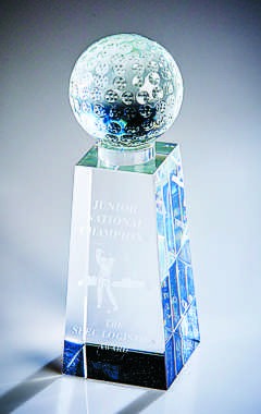 Crystal Golf Ball Column (In Presentation Case) Clear 19cm