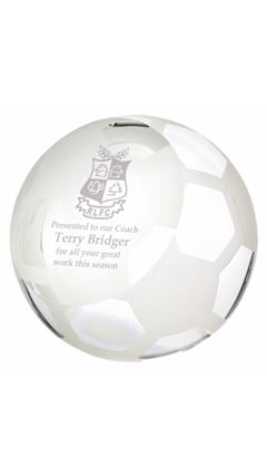 Crystal Football Award - Heavy Clear 10cm