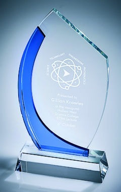 Blue/Clear Glass Award Clear 25cm