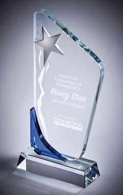 Silver Star/Clear Blue Glass Award Blue 26cm