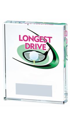 Clear/Colour Glass Golf Longest Drive Clear 10.5cm