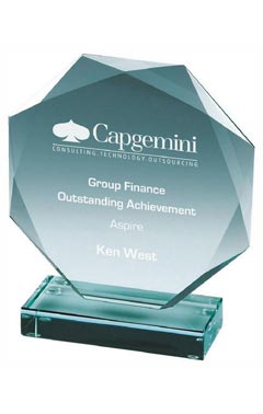 Premium Octagonal Jade Glass Stand (In Presentation Case) Jade 17cm