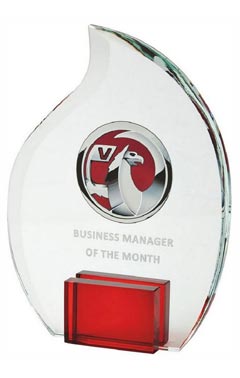 Crystal Flame Award with Red Stand for Colour Print (In Presentation Case) Red 20cm