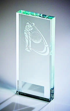 Clear Glass Golf Award - Male Clear 18cm