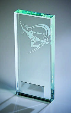 Clear Glass Football Award (Female) Clear 18cm