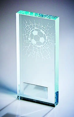 Clear Glass Football Award Clear 18cm