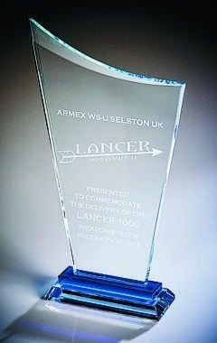 Crystal Award with Blue Base Clear 21.5cm