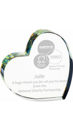 Clear Heart Shaped Award - 25mm Thickness Clear 10cm