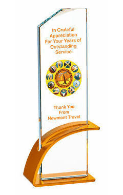 Clear Glass Award with Metal Base Gold 25cm