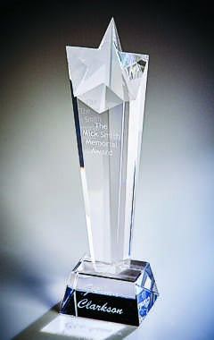 Crystal Star Column Trophy Clear 28cm