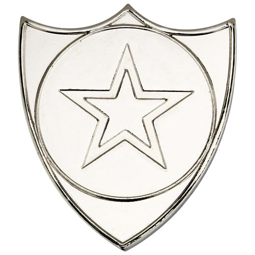 Shield Badge (1in Centre) Silver - 1.5In