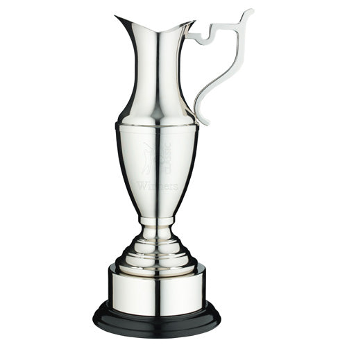 Nickel Plated Claret Jug On Round Base With Plinth - 9In