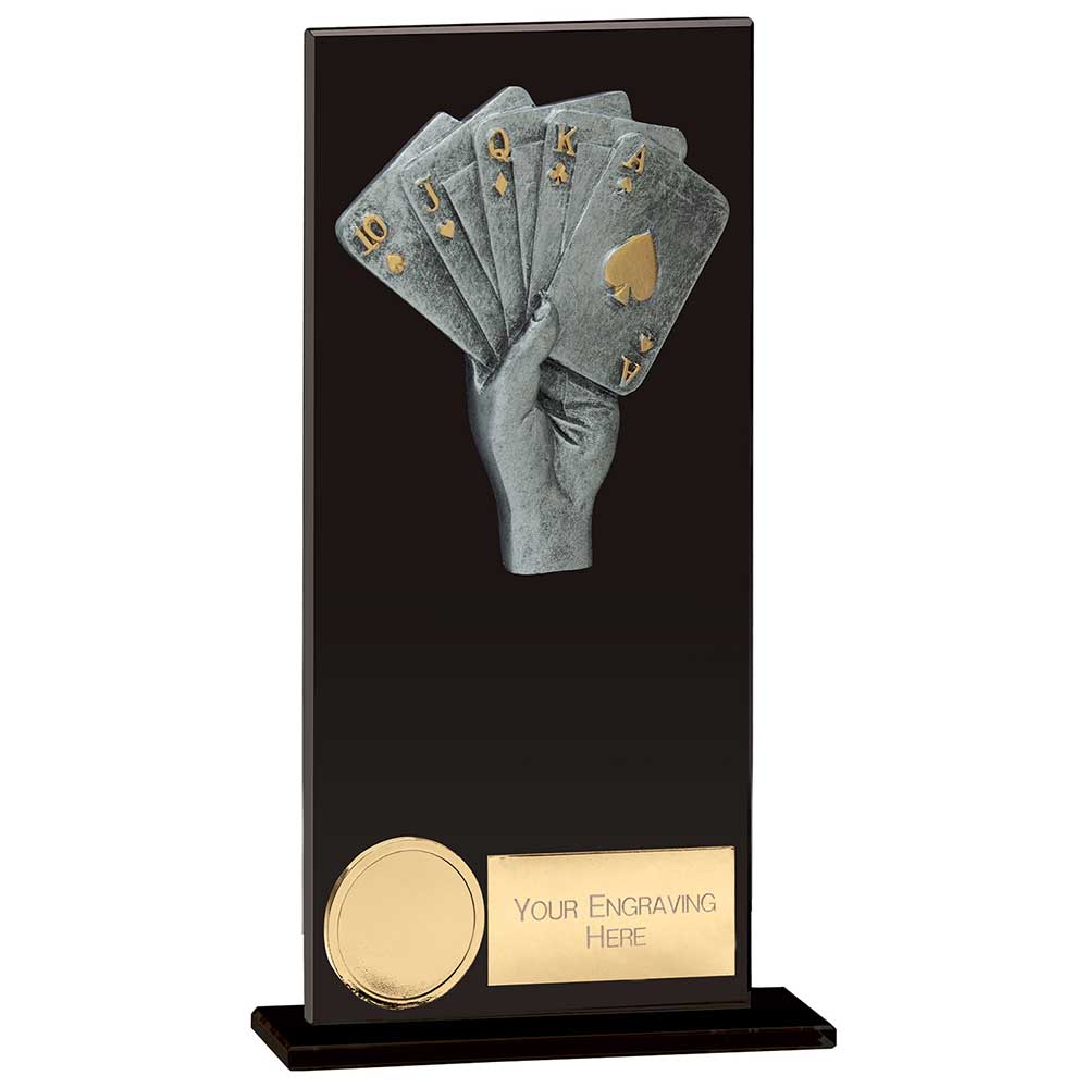 Euphoria Hero Cards Poker Glass Award Jet Black 180mm