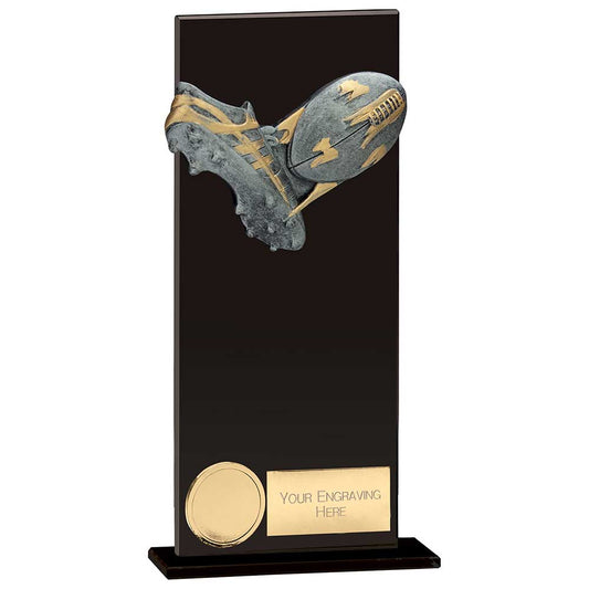 Euphoria Hero Rugby Glass Award Jet Black 200mm