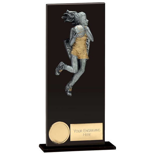 Euphoria Hero Netball Glass Award Jet Black 200mm