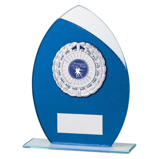 Draco Multisport Glitter Glass Award Blue 185mm