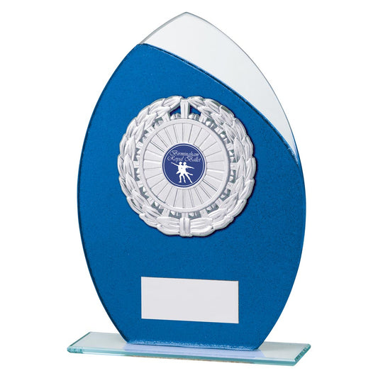 Draco Multisport Glitter Glass Award Blue 205mm