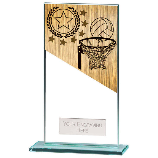 Mustang Netball Jade Glass Award 160mm