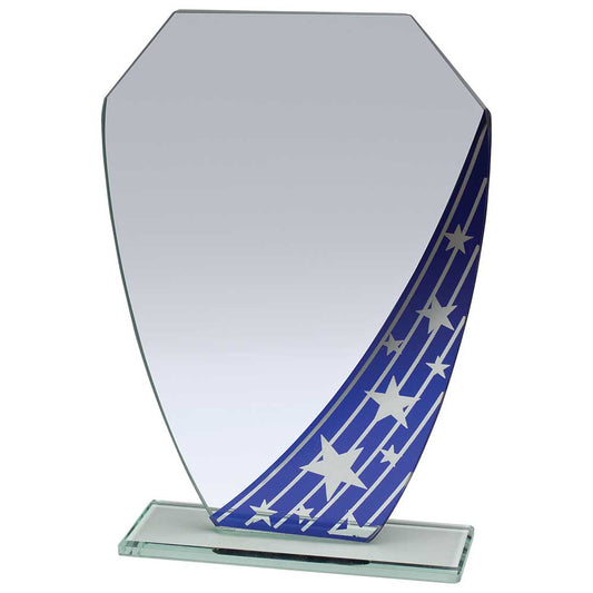 Starlight Hex Jade Glass Award Blue 185mm