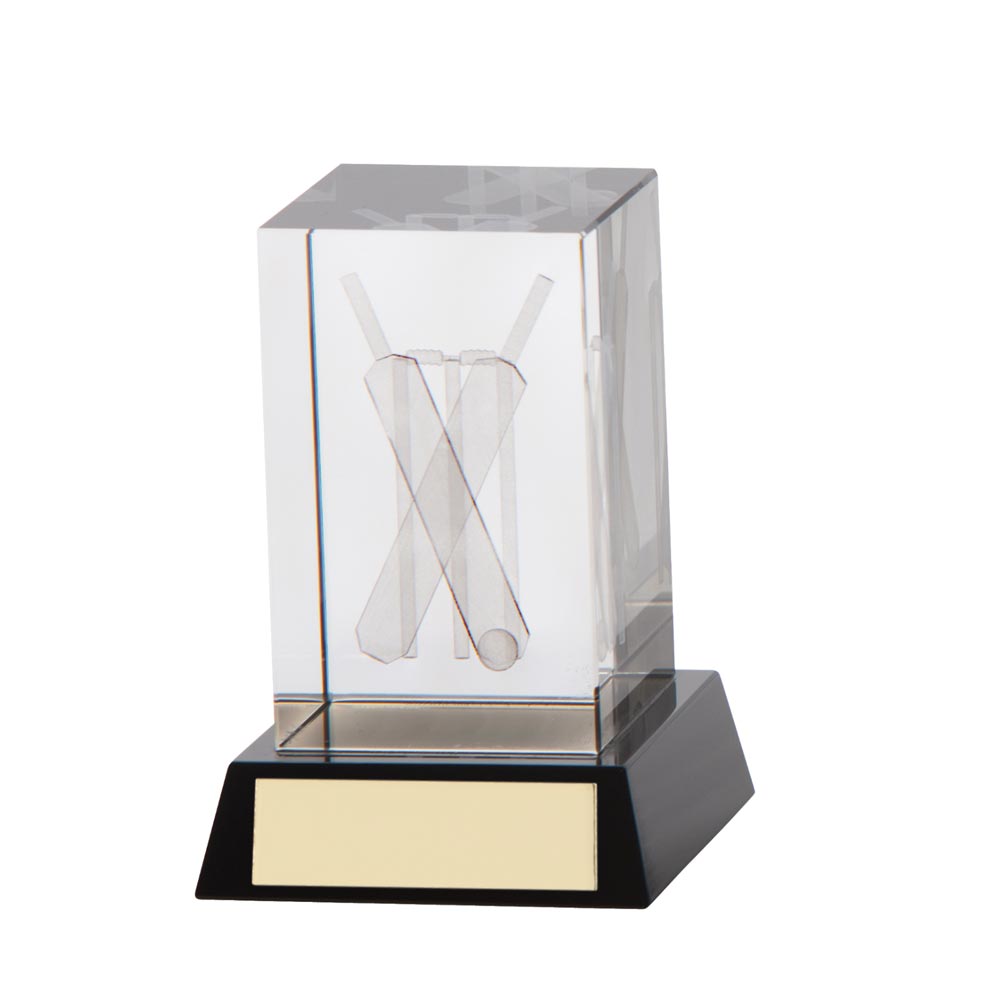 Conquest Cricket 3D Crystal Award 90mm